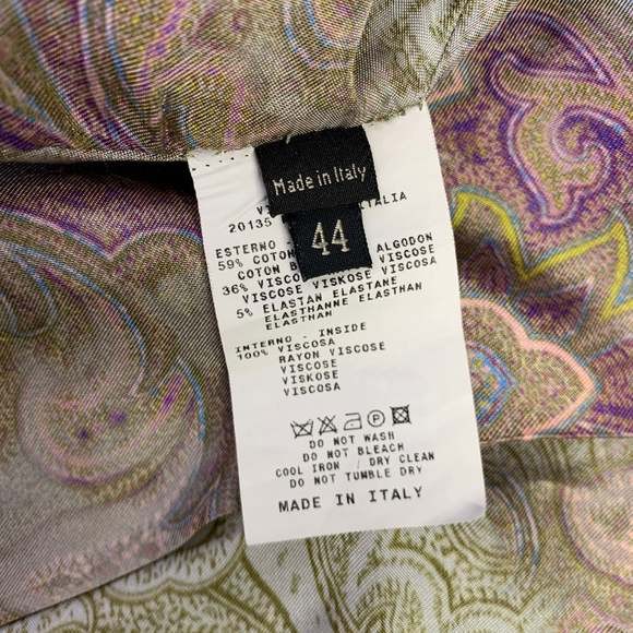 ETRO Olive Cotton Blend Ruched Single Breasted Jacket Blazer - Picture 7 of 7